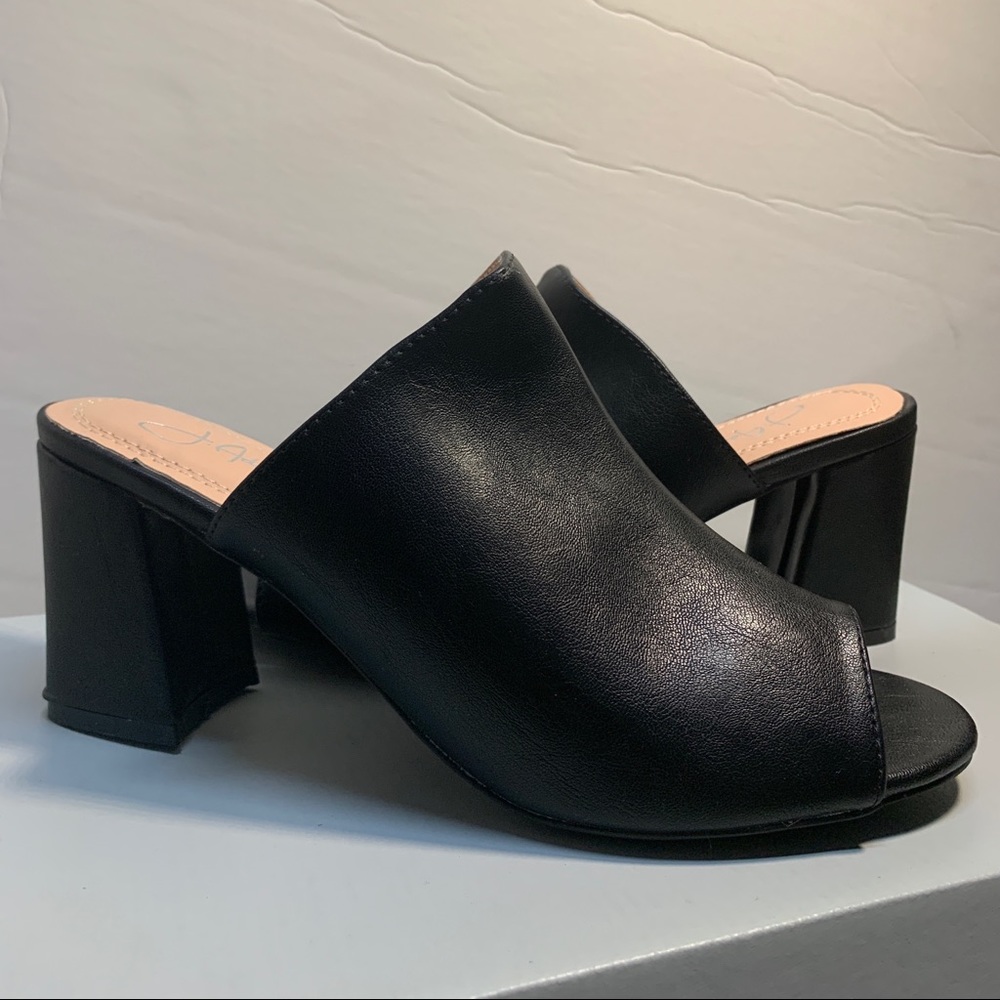 J Adams Black Mule Heels Size 7.5